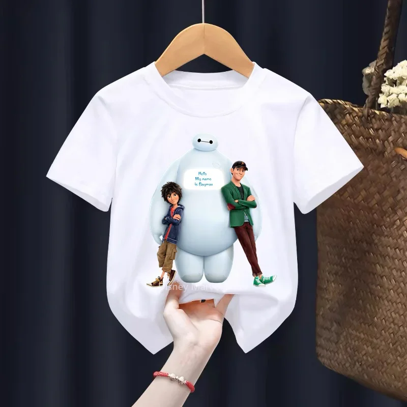 

Disney Kawaii Baymax Graphic Tee Shirt Enfant Garcon Europe Fashion Big Hero 6 Tops Brand Children's Clothing Oversized Casual