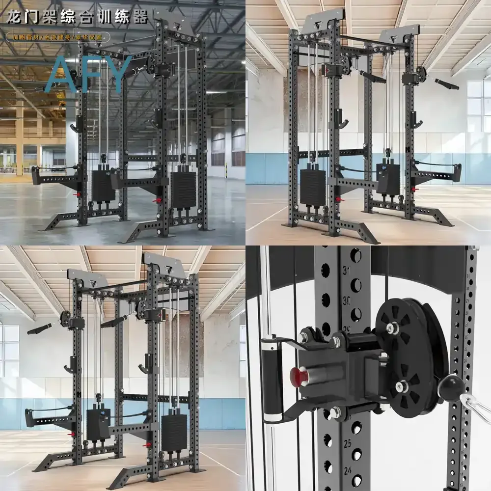 Máquina Smith para Gimnasio Comercial con Banco de Pesas, Soporte para Sentadillas y Pec Deck, Equipo Multifuncional para Entrenamiento