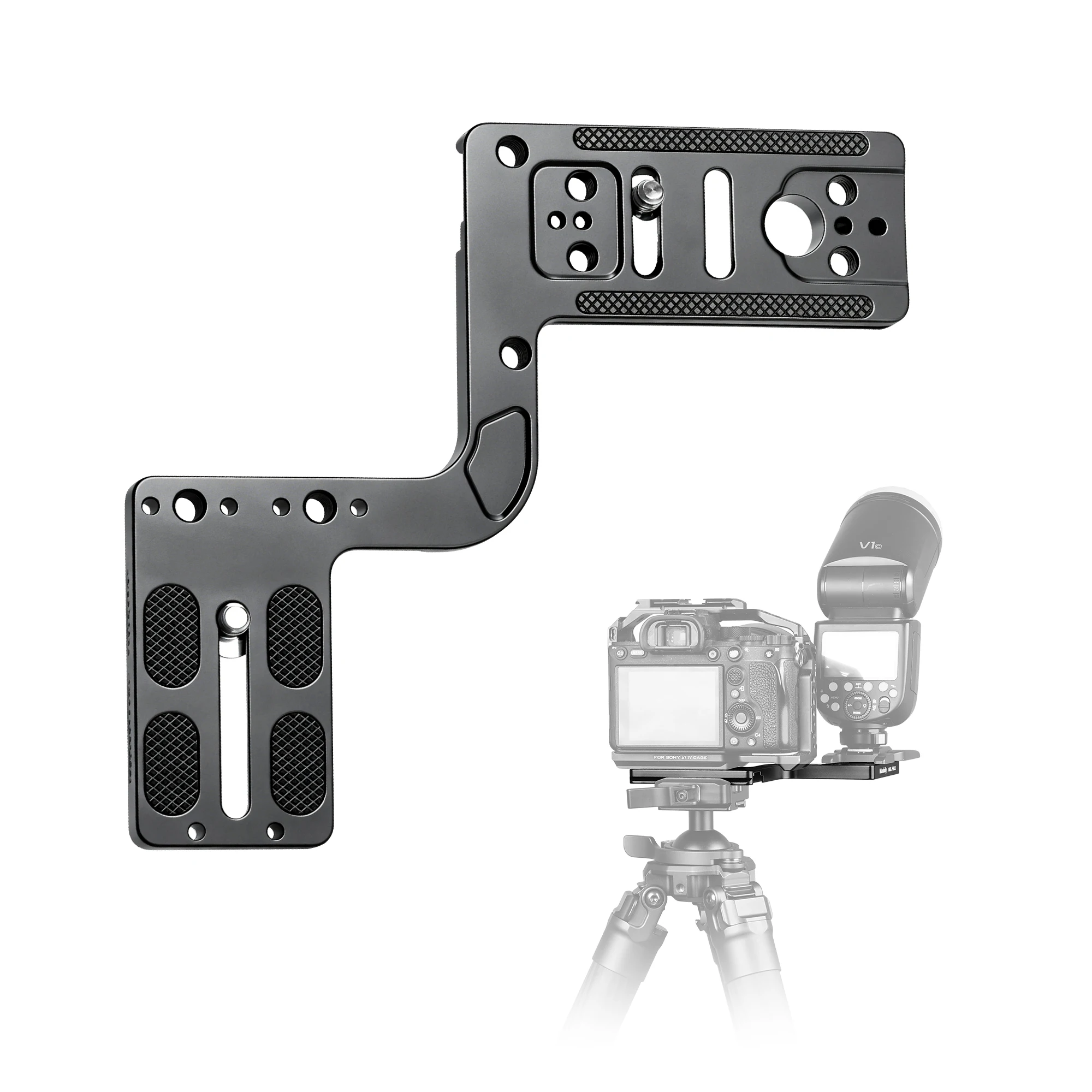 Manbily MBL-FB02 Blitzhalterung mit Arca- und 1/4-Zoll-Schraubanschluss, Schnellwechselplatte für Canon-, Nikon- und Fujifilm XT4-Kameras sowie Zubehör. – Detail 1