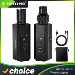 Phenyx Pro PTU-X Plug-on XLR Wireless Transmitter Receiver System, Wired-to-Wireless XLR Microphone Adapter, 16 UHF Frequencies