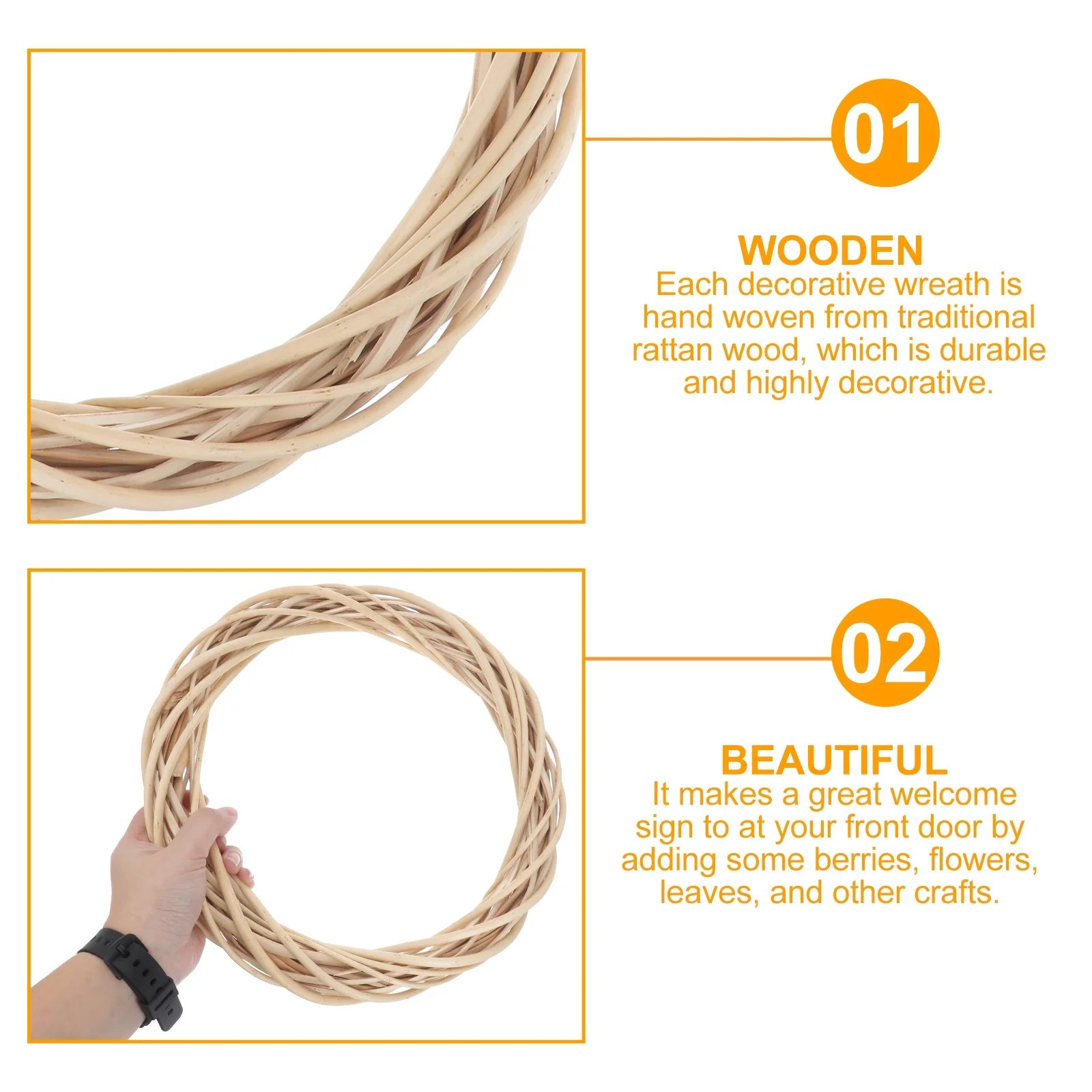 

Wooden Twig Wreath Long-Lasting Rustic Decor for Parties Wedding Gatherings Dia 30cm Burlywood Grapevine Wreath