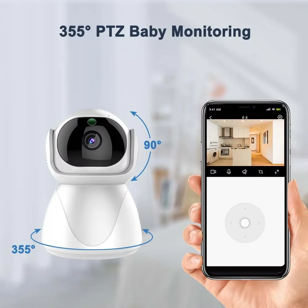 1080P كاميرا مراقبة الطفل داخلي PTZ كاميرا الحيوانات الأليفة الصغيرة كشف الحركة واي فاي كاميرات أمنية كاميرا ويب للمراقبة بالفيديو بلوتوث