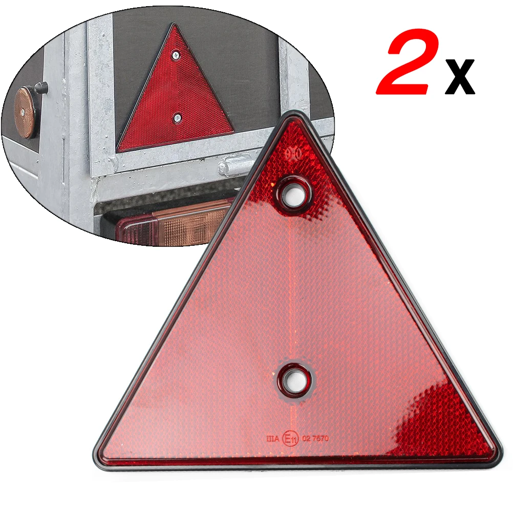 2pcs Red Warning Reflector Light Safety Sign Tail Triangle Reflectors for RV Trucks Trailers Gatepost