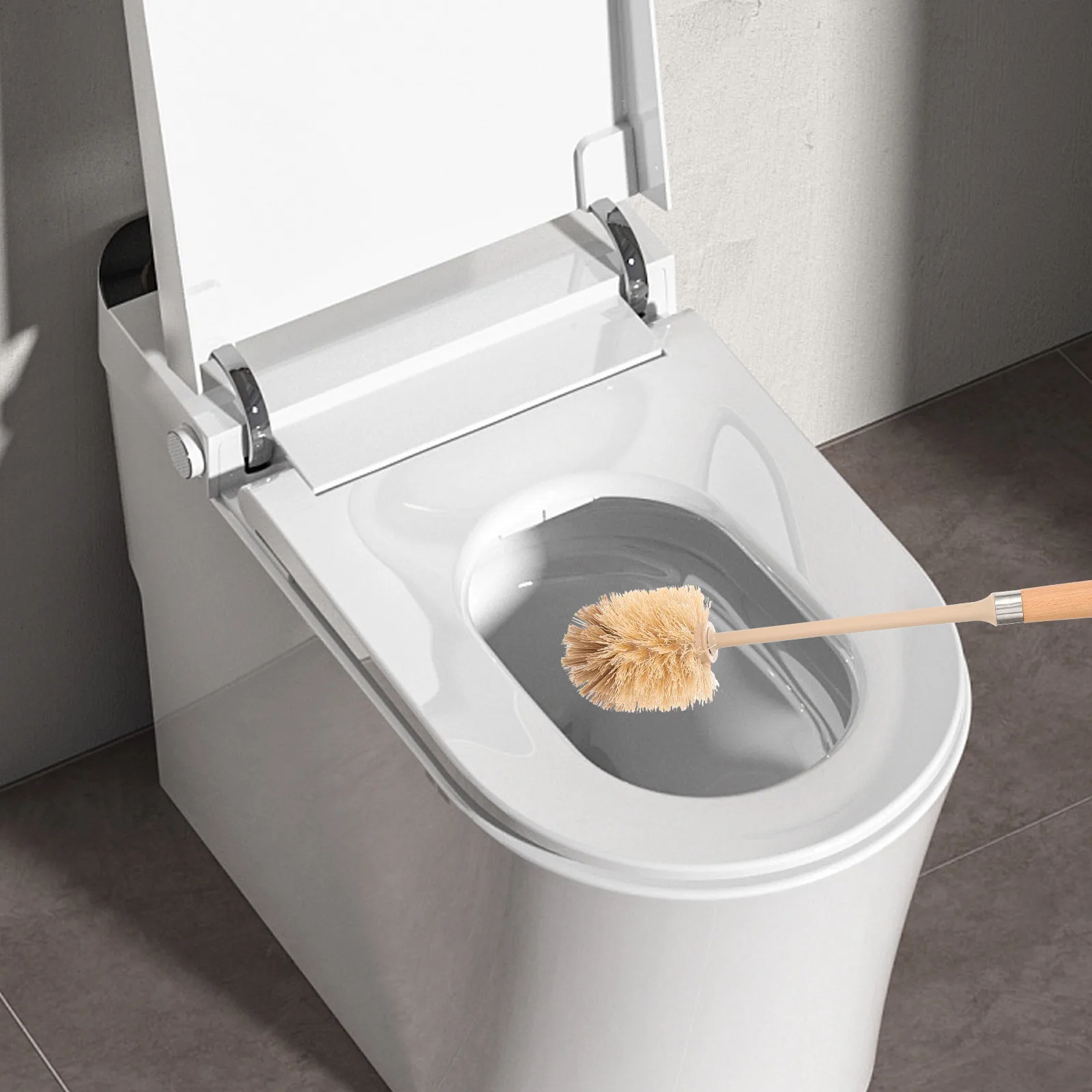 

Wooden Toilet Brush Long Handle Bowl Scrubber Deep Clean Bathroom Household Hotel Kitchen Multi Functional Cleaner