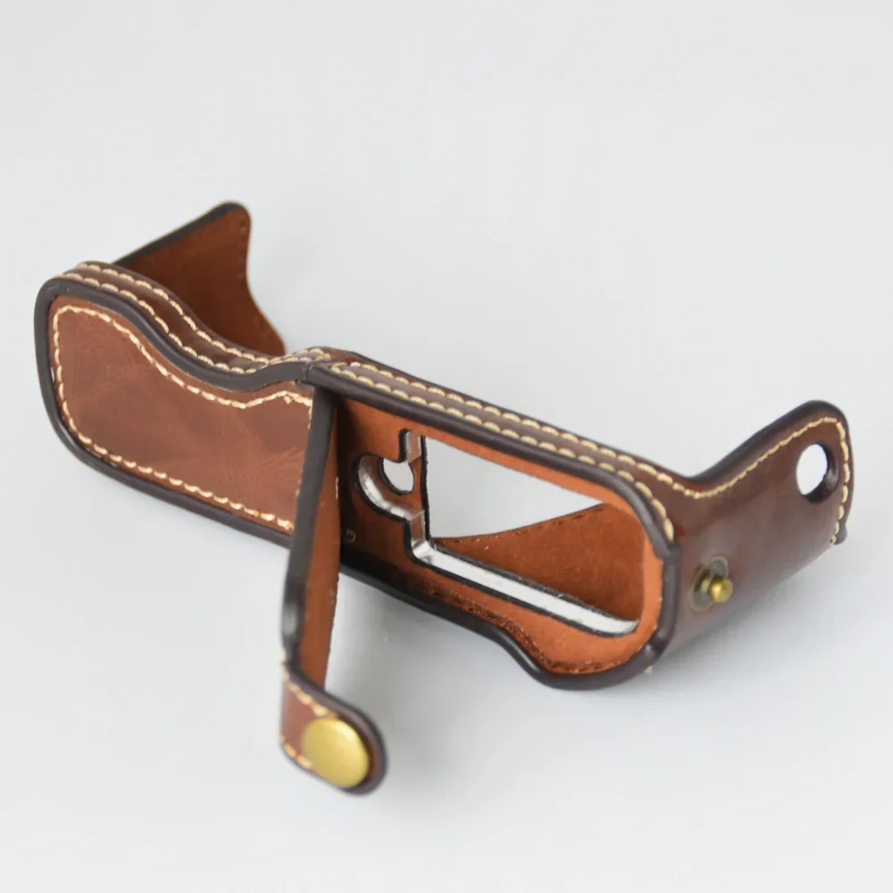 الرجعية بو الجلود حقيبة الكاميرا نصف حامي غطاء الجسم قاعدة قبضة لكانون G7X مارك 2 G7X II G7X2 البطارية المفتوحة