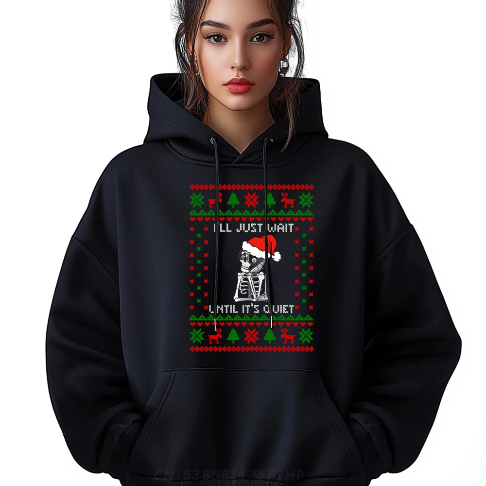 I'll Just Wait Until It is Quiet Ugly Christmas Teacher Designer Hoodies Men's Shirt Tops Hoodies Vegan