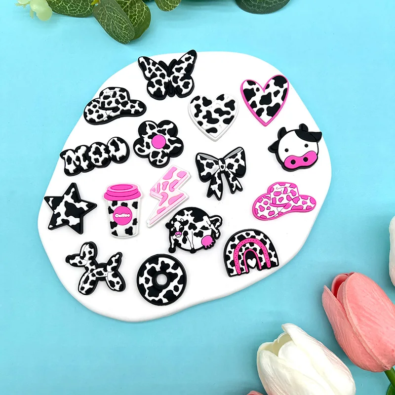 Shoe Charms Cows butterfly Animals Love Pins PVC DIY Sandals Accessories for Clogs Women Kids Girls Party Favors X-mas Gifts