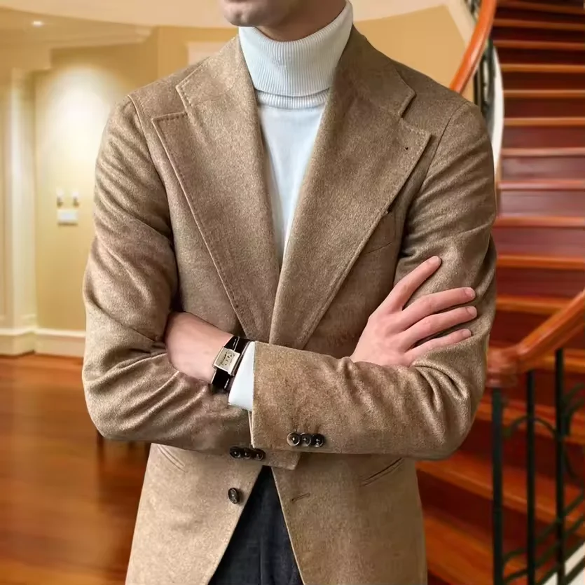 Veste en laine pour hommes, Blazer avancé en daim, coupe cintrée, mode pour hommes, usage quotidien pour mariage, rencontres, fête d'anniversaire, cadeau personnalisé