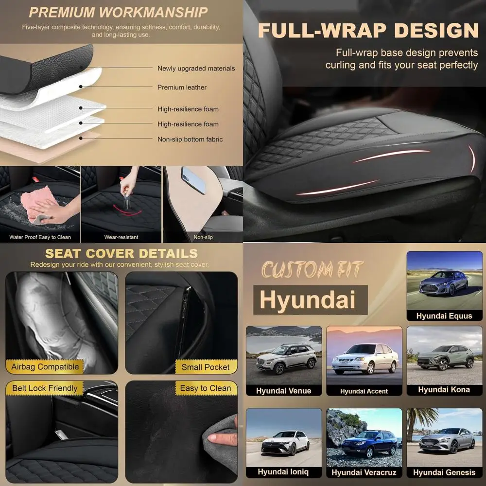 

Чехлы на передние автомобильные сиденья для Hyundai, кожаная водонепроницаемая защита сидений на заказ Hyundai Venue Accent Kona Ioniq Veracruz Genesis
