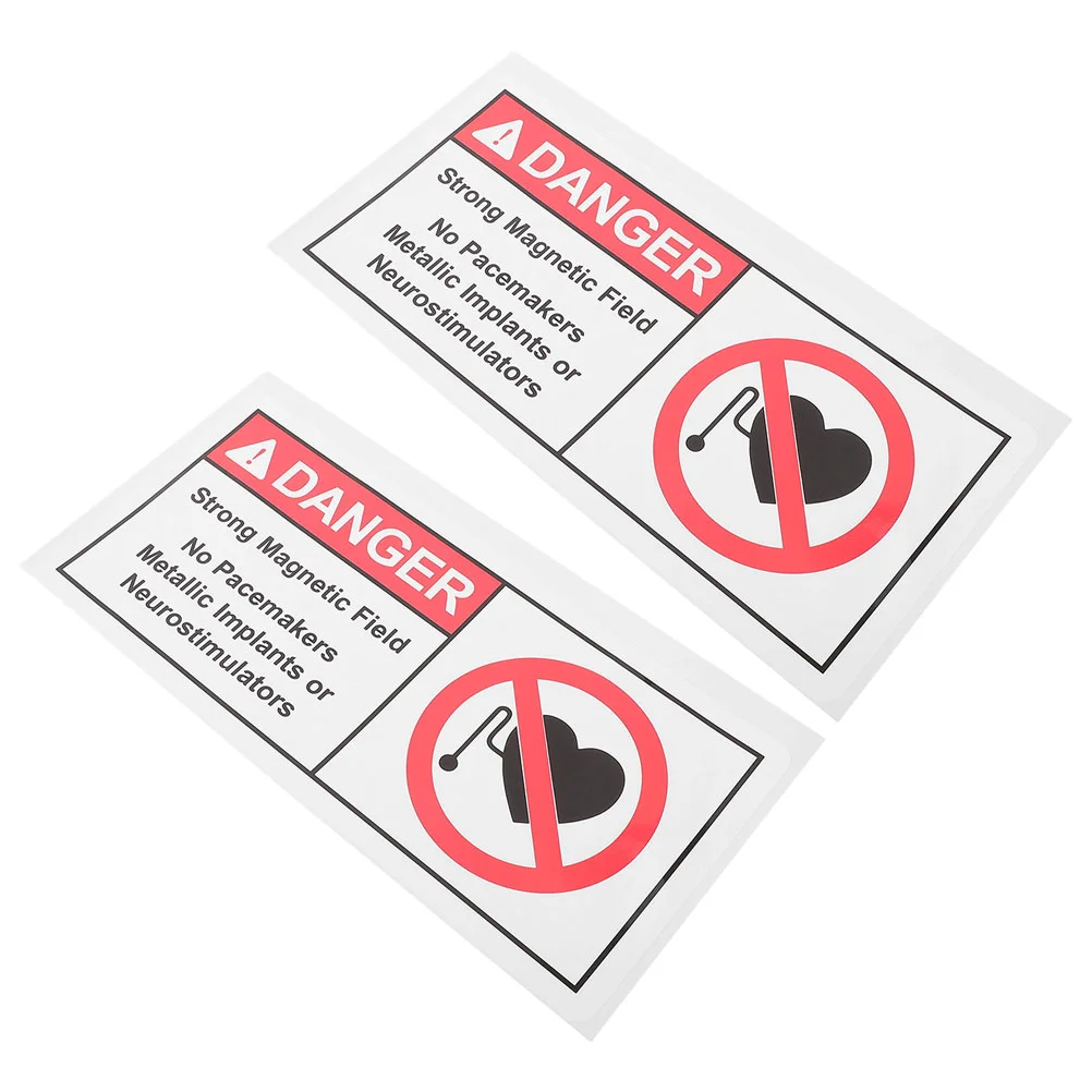 2 Pcs Warning Stickers Caution Magnetic Field Signs Decal Adhesive Pp Synthetic Paper