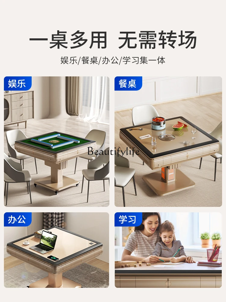 Mahjong Machine Automatic Household Folding Table Dining Double-Use Four-Mouth Machine Bass Roller Coaster Mahjong Table