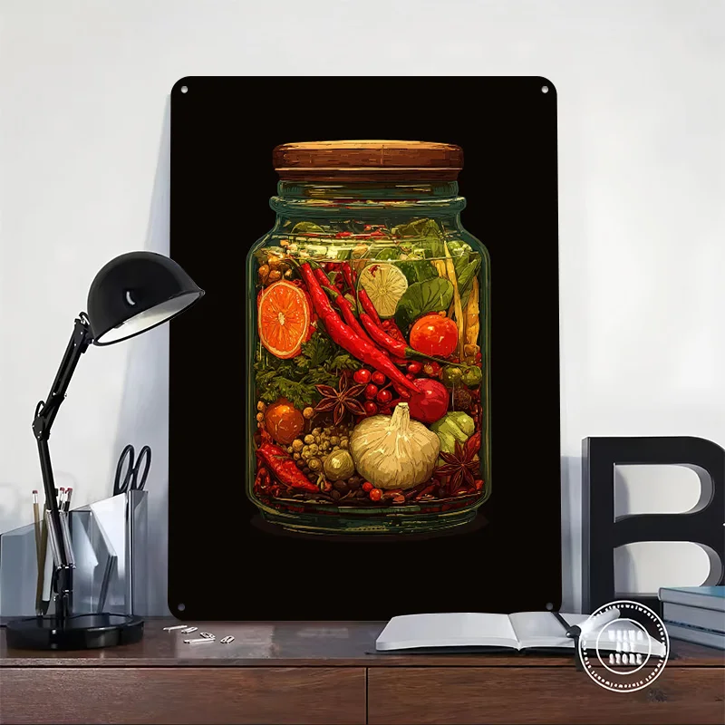 Pickled Spices in a Jar Printing Poster Customized Retro Wall Art Vintage Metal Signs for Room Decoration Home Decorations House