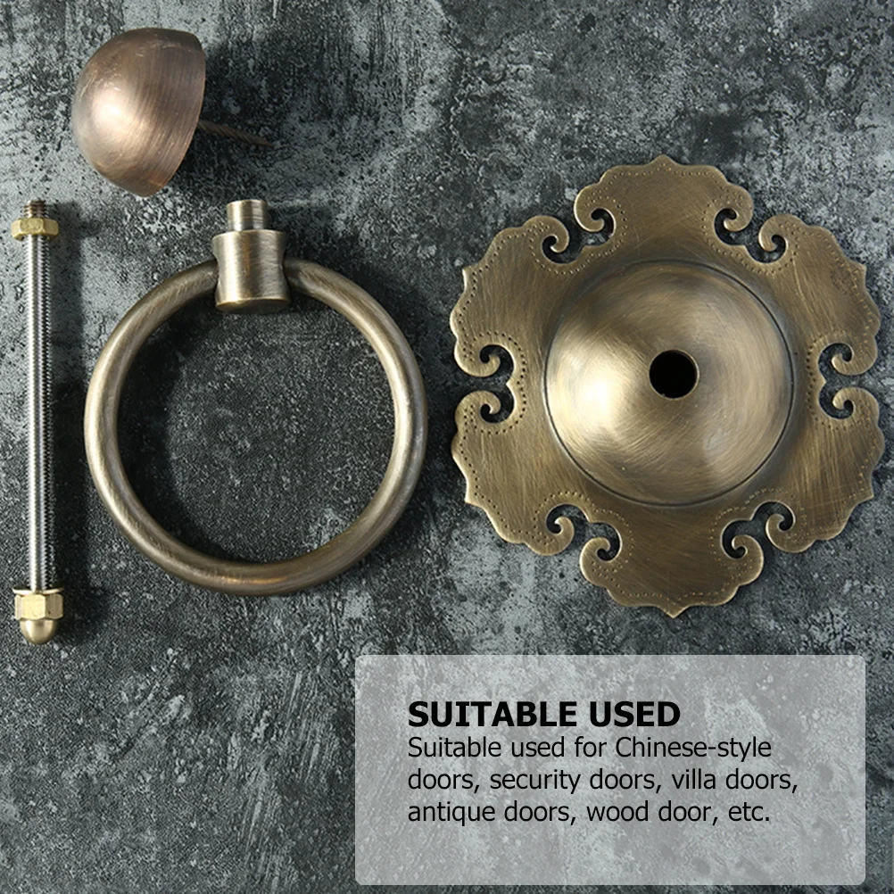 

1 pc Vintage Door Knocker Retro Brass Door Pull Ring Sturdy Durable Style For Wood Security Villa Closet Cupboard Doors