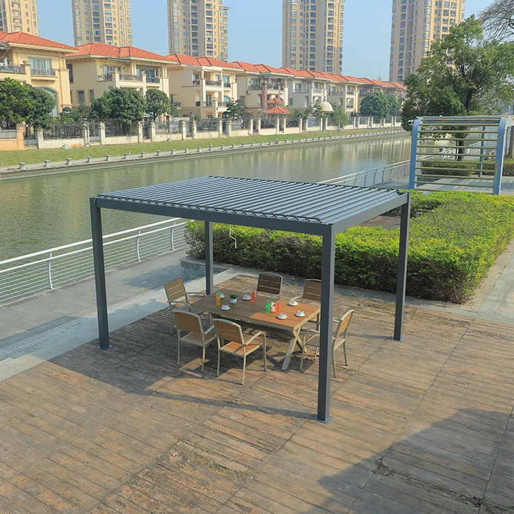 Modern Design Aluminum Outdoor Garden Patio Pergola Waterproof Pavilion Sunshade Adjustable Windproof Gazebo Furniture