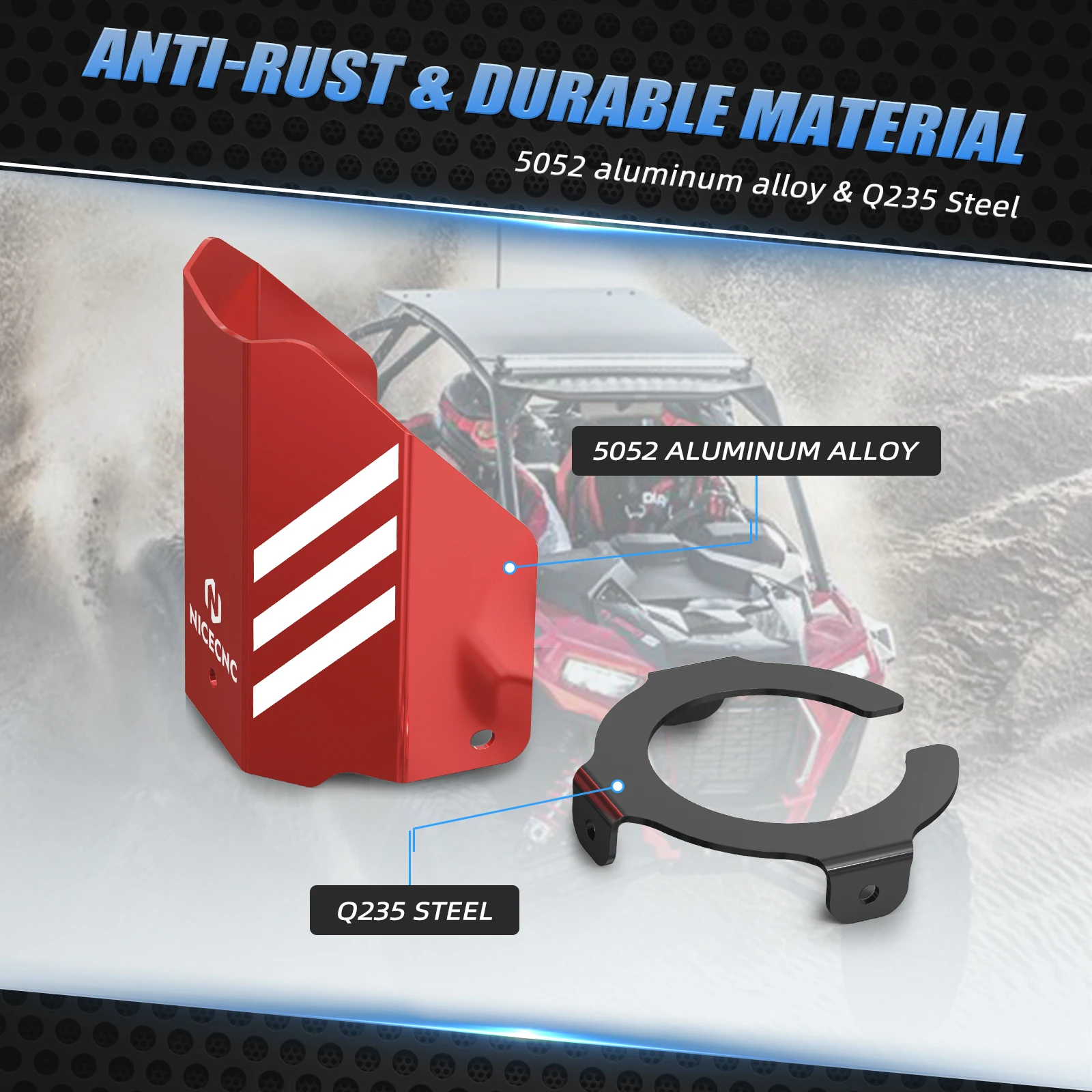 For Polaris RZR XP 1000 Front Shock Guard Cover UTV RZR XP Turbo EPS 2017-2021 2018 2019 Aluminum Alloy Steel