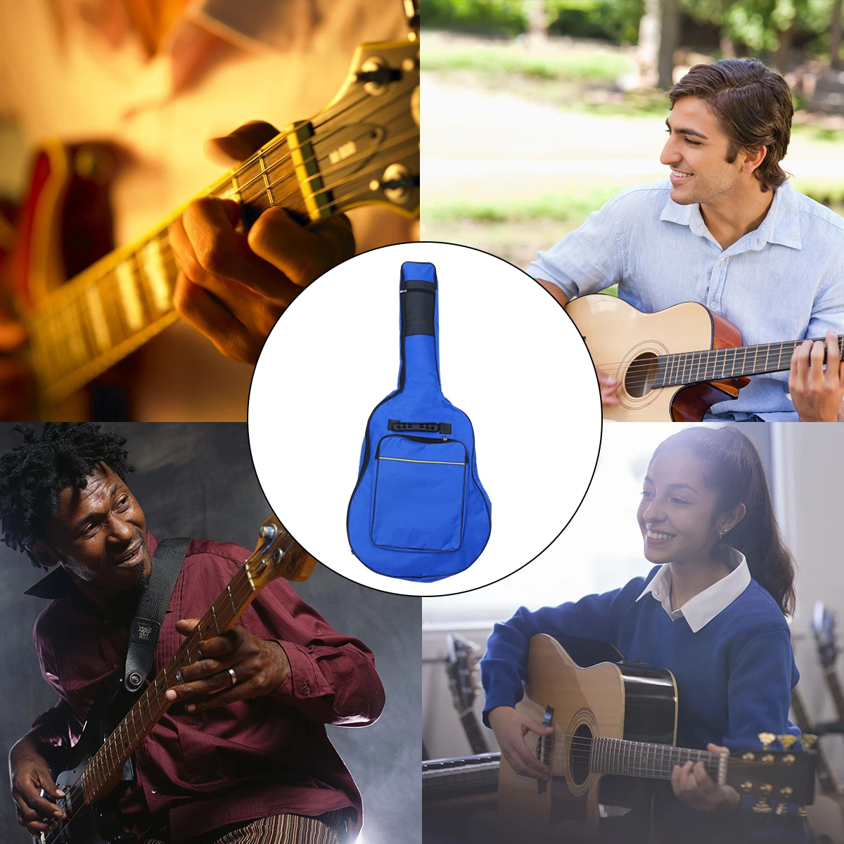 

Folk Guitar Bag 40 41 Acoustic Electric Double Strap Oxford Cloth Orange Travel Waterproof Backpack Small Pocket Adjustable