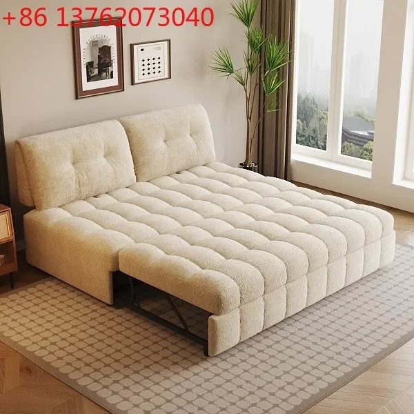 

Multifunctional sofa bed dual-purpose foldable apartment without armrests puff fabric sofa
