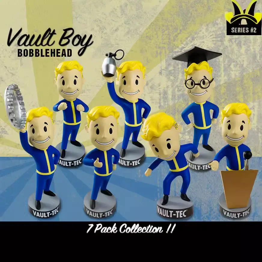 Fallout Q Version 1st Generation 7 Style Vault Boy Action Figure Boxed Doll Radiation 4 Fallout Series Motorcycle Fan Collectibl