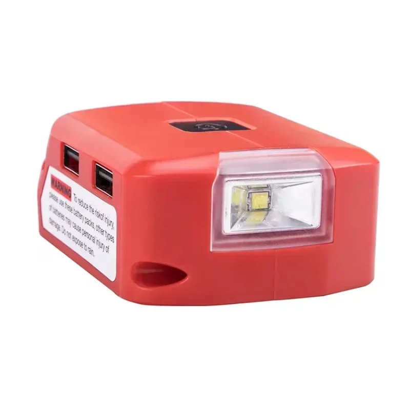 Adaptador de bateria carregador de porta usb dupla para milwaukee 18v fonte de alimentação da bateria dc 12v/2a 3w luz led para jaqueta aquecida