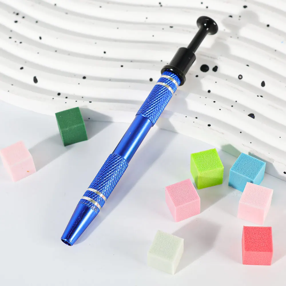 Nail Stamping Plates with Sponge Puff Aluminum Alloy 4 Claw Manicure Grabber Tool for Nails Art Polish Stamp Transfer Applicator