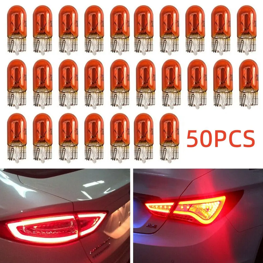 

50pcs Repeater 12V 5W Capless Lamp 501 T10 W5W LED Car Light Bulbs Amber Orange