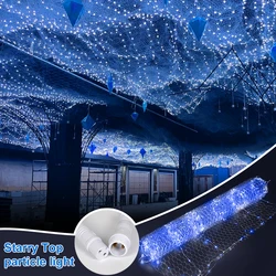 Starry Sky Wedding Ceiling Decor LED Net Lamp Wrought Iron Glowing Mesh String Light For Outdoor Garden Party Scene Layout Props