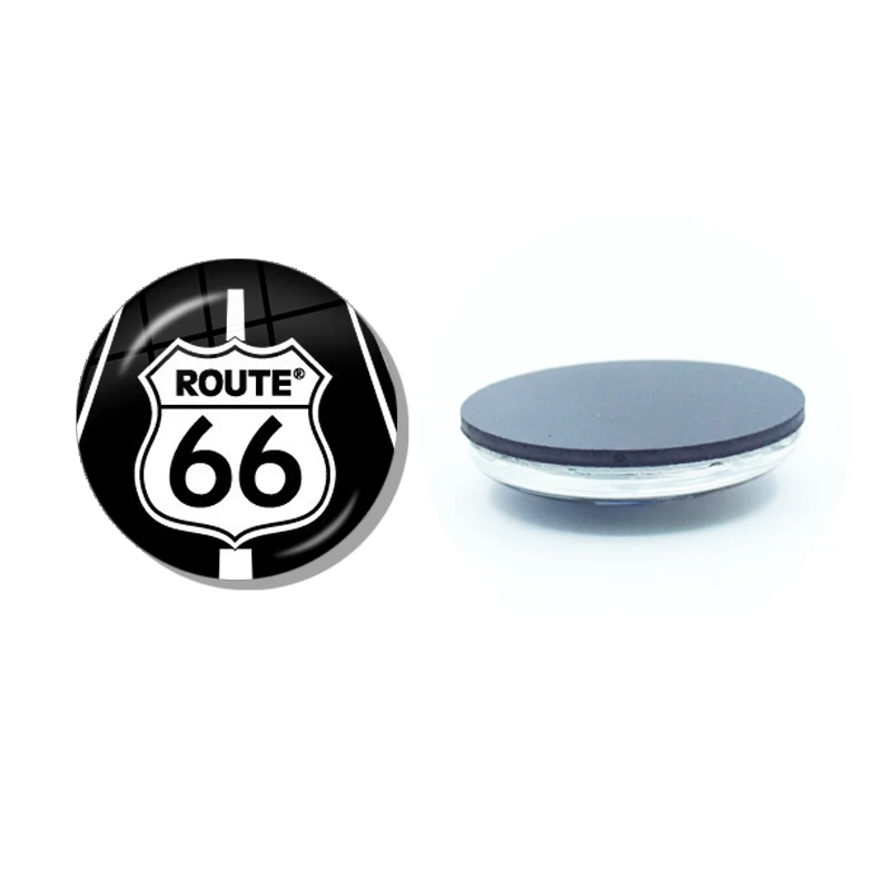 Route 66 Sign Fridge Magnet 30MM Glass Cabochon Magnetic Refrigerator Stickers Note Holder Home Decor Travel Gifts