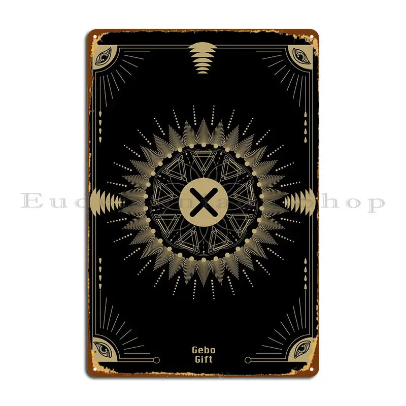 Elder Futhark Rune Gebo Metal Plaque Poster Cinema Garage Custom Wall Cave Garage Tin Sign Poster