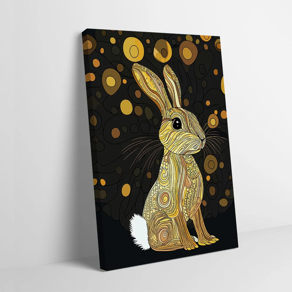 Póster de conejo dorado, pintura en lienzo impresa personalizable para imágenes, arte de pared, decoración de habitación, Mural de decoración Interior para el hogar