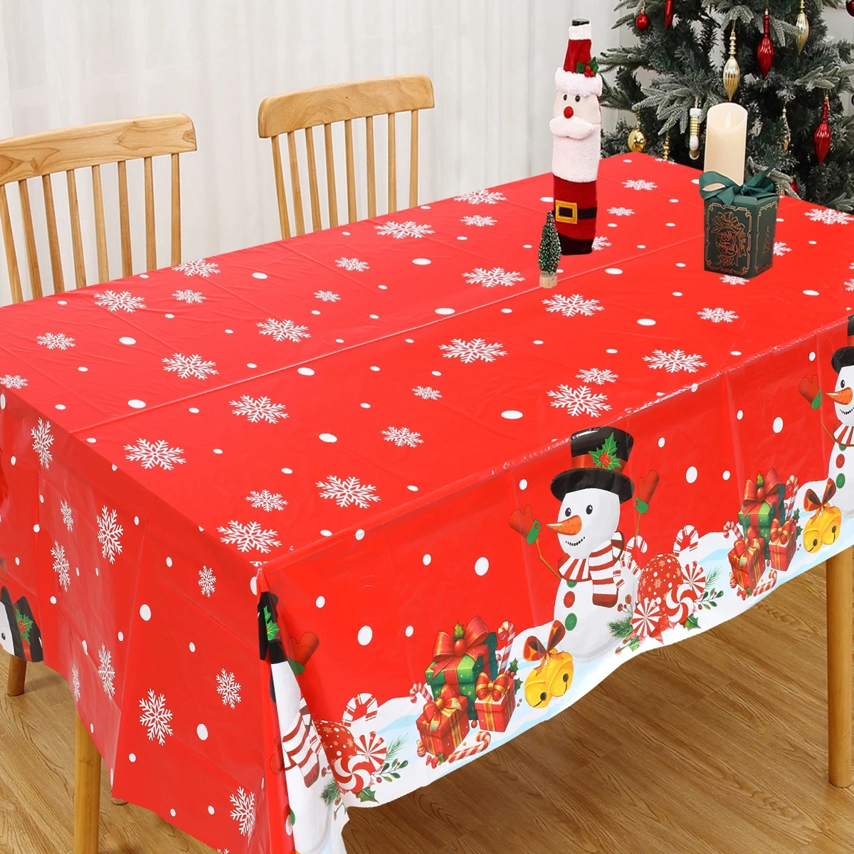 Christmas Snowflake Plastic Tablecloth Merry Christmas Decorations for Home 2025 Navidad Natal Xmas Table Ornament New Year 2026