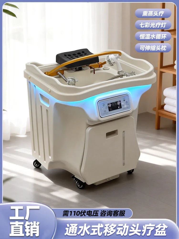 Water storage head treatment basin, movable head treatment instrument for beauty salons, with fumigation