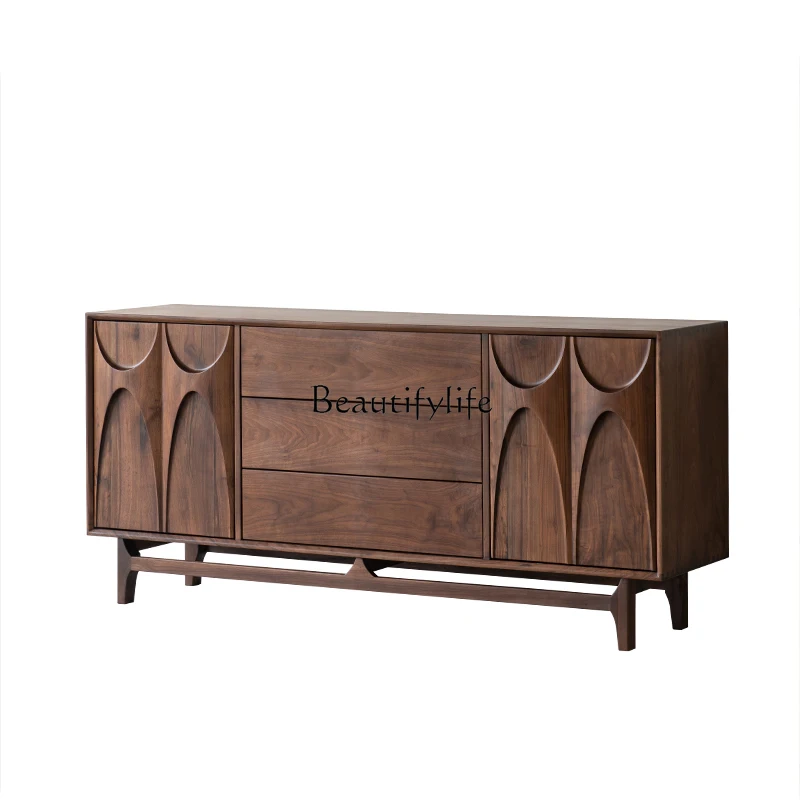

North American black walnut solid wood dining side cabinet simple modern living room entrance cabinet