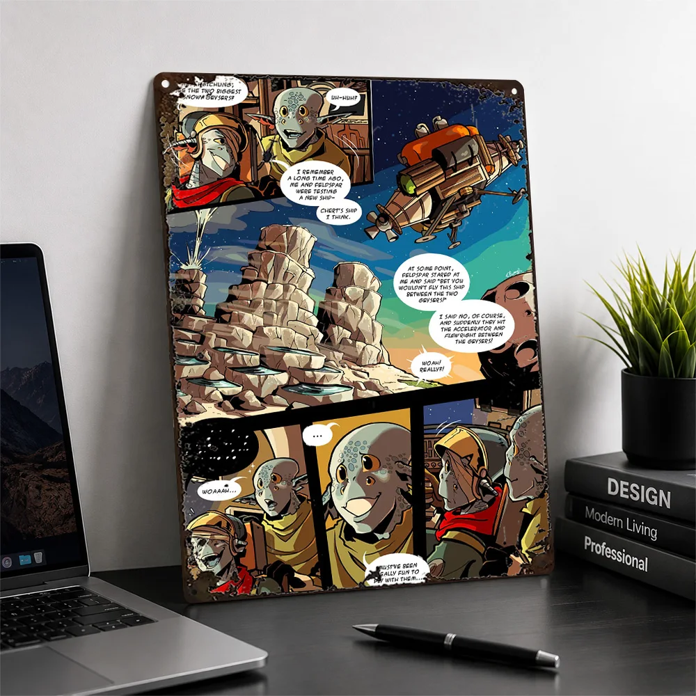 Outer Wilds Astronaut Adventure Aluminum Poster Comic Wall Art For Home Office Customized Metal Sign Video Game Fan Gift Idea