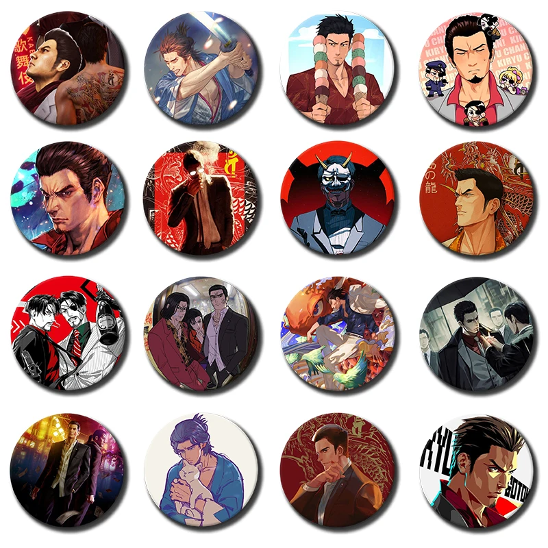 58mm Kiryu Kazuma Soft Button Pin Classic Game Yakuza Like a Dragon Brooches Badge Bag Decor Fans Collect Gamer Friends Gifts