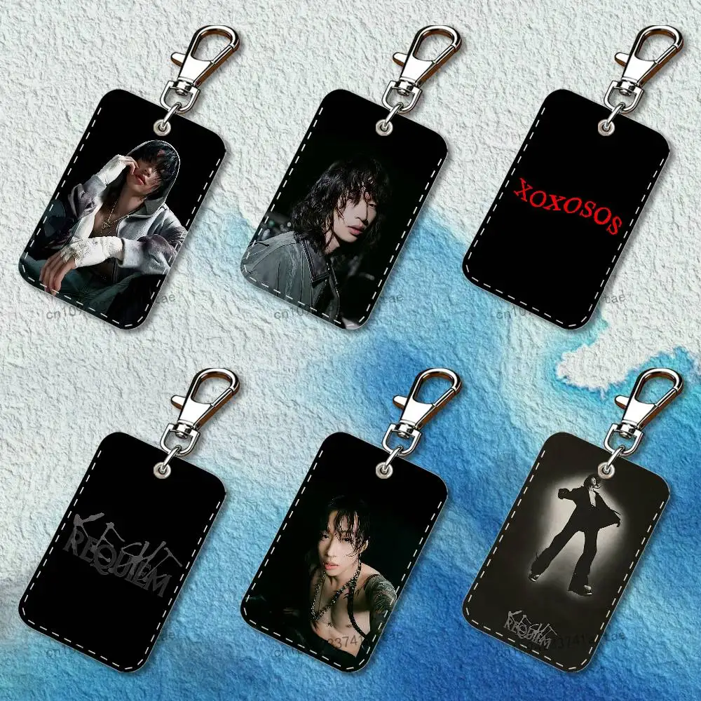 

Singer K-Keshi Rectangle Access Card Case Leather Card Holder Keychain Key Ring Transportation Card Case