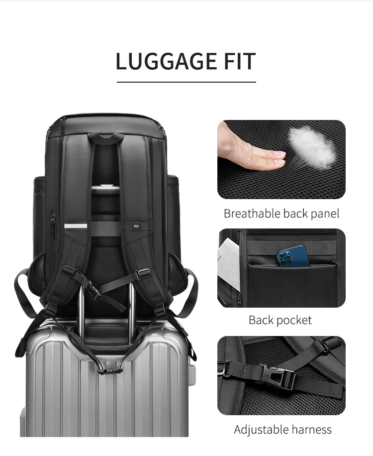 Obrázek 7: Extra notebook batoh pro muži outdoorové tramping podnikání cestovní brašna pro krátký výlet, odolný commuter batůžku s čalouněný kupé