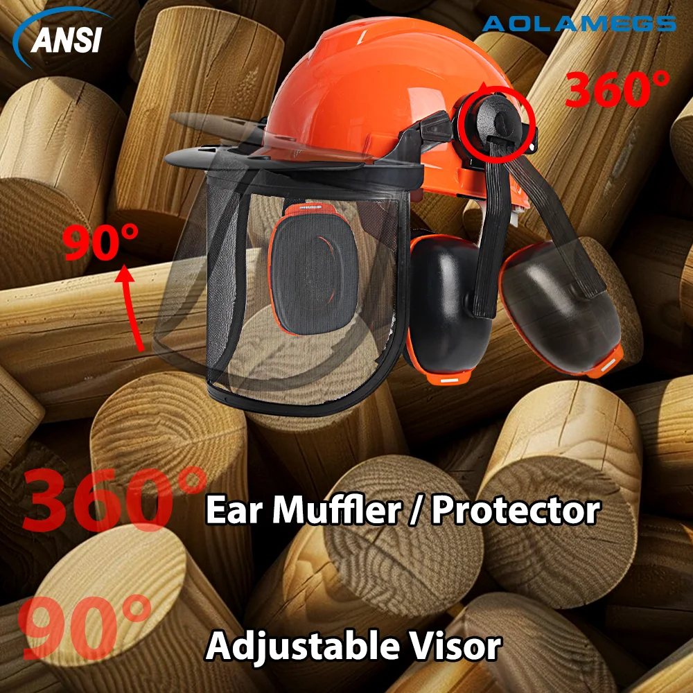 Forestry Safety Helmet Set Multifunction Protective Hard Hat Full Face Steel Mesh Protective Hat Lawn Mower Helmet Accessories