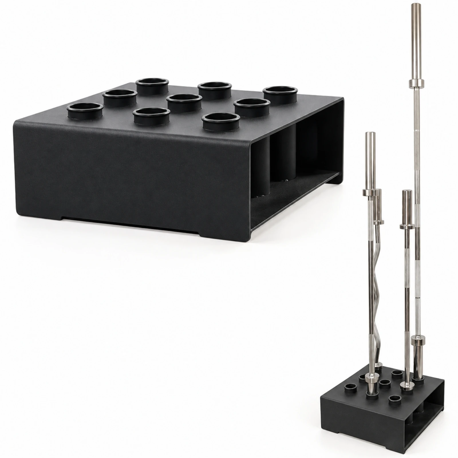 Barbell Rack with Cylindrical Openings Compact Floor-Standing Bar Storage Stand Standard Bar Storage Stand Space-Saving