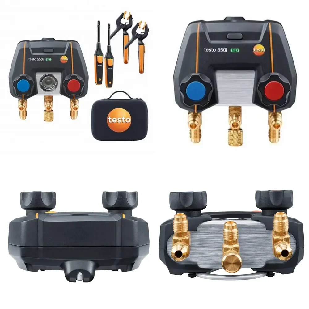 Manómetro Digital Inteligente WAP01 Testo 550i con Bluetooth, Juego de Válvulas de Doble Vía y Pantalla Grande
