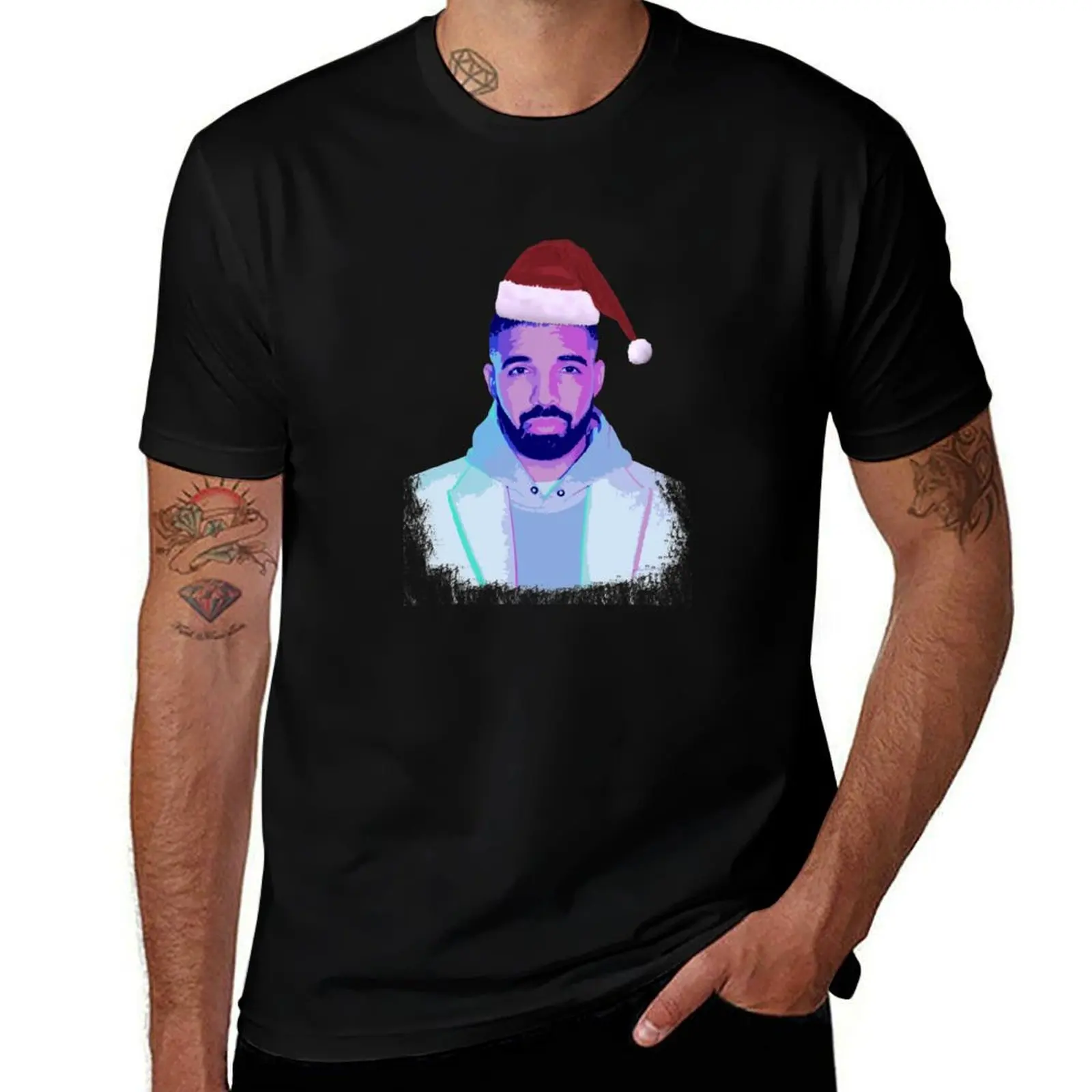 Funny Christmas Drake Drizzy Santa Hat Xmas Holidays T-Shirt man t shirt summer T-Shirt