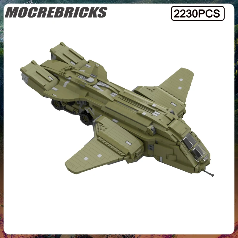 

Space War Serie MOC Building Blocks Halo Pelican Plane D77 Minifig Scale Troop Transport Airship Assembled Bricks Children Toys