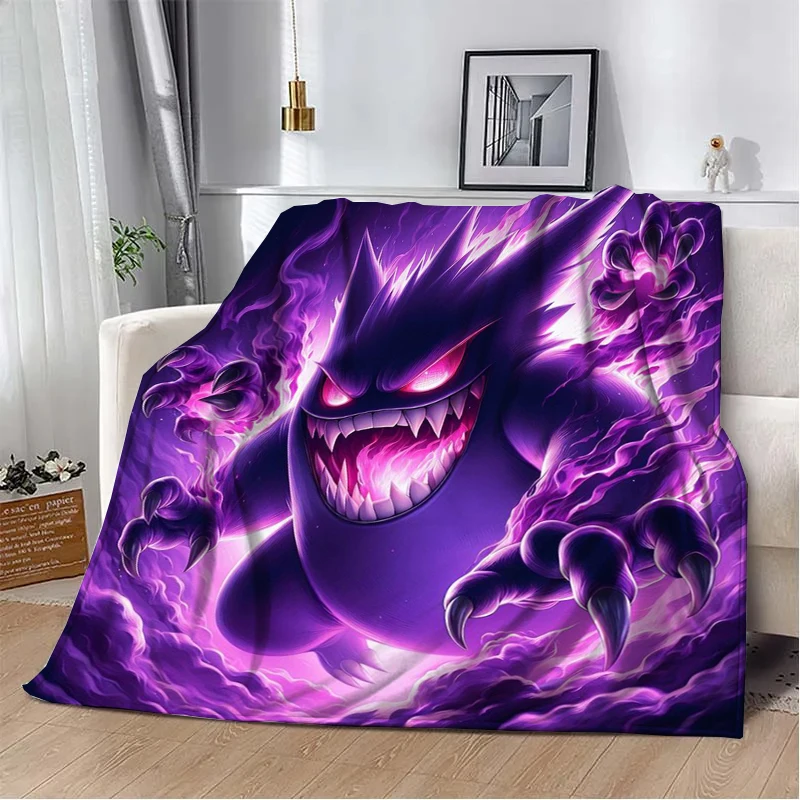 

Japanese Anime Pokemon Gengar HD Cartoon Plush Blanket for Bed Sofa Soft Flannel Throw Fluffy Children Picnic Blankets Kids Gift