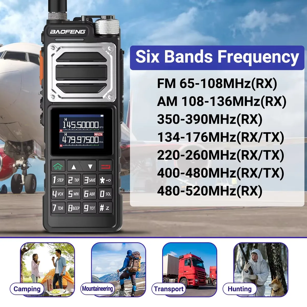 Baofeng UV-25 Two Way Radio, UHF VHF Air Band AM Receiver, NOAA Weather Alert, 999 Channels Long Range Walkie Talkie, Type-C Cha