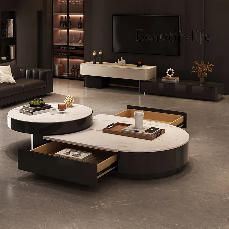 

Fd Telescopic Coffee Table Living Room New Designer High End Side Table Drawer Storage Nordic Lounge Center Table Home Furniture