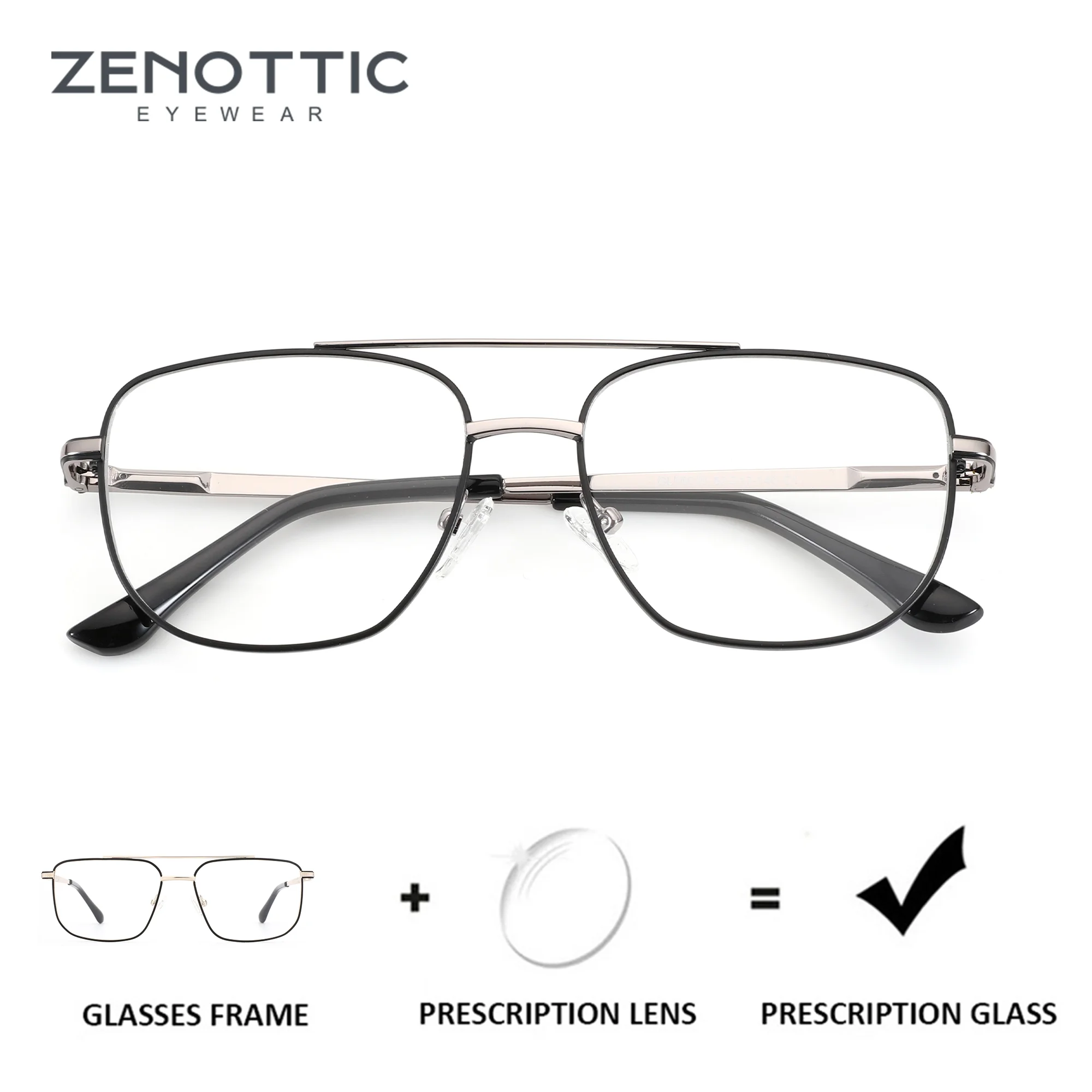 

Очки для зрения ZENOTTIC (размер M) в металлической оправе с прогрессивными линзами для мужчин, фотохромные оптические очки для коррекции близорукости