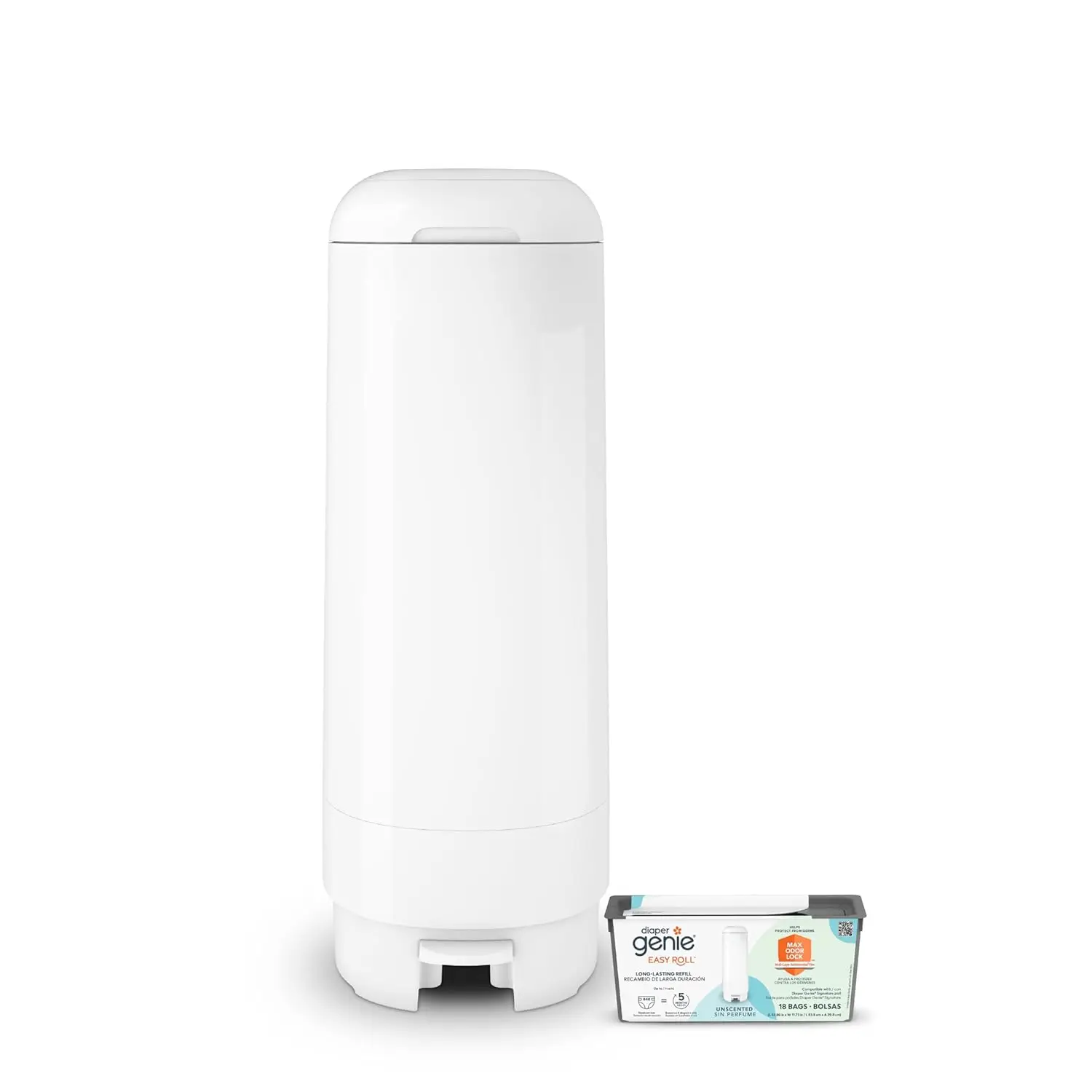 

Odor-Locking Diaper Pail with 18 Bags, Holds 846 Newborn Diapers, Hands-Free Foot Pedal