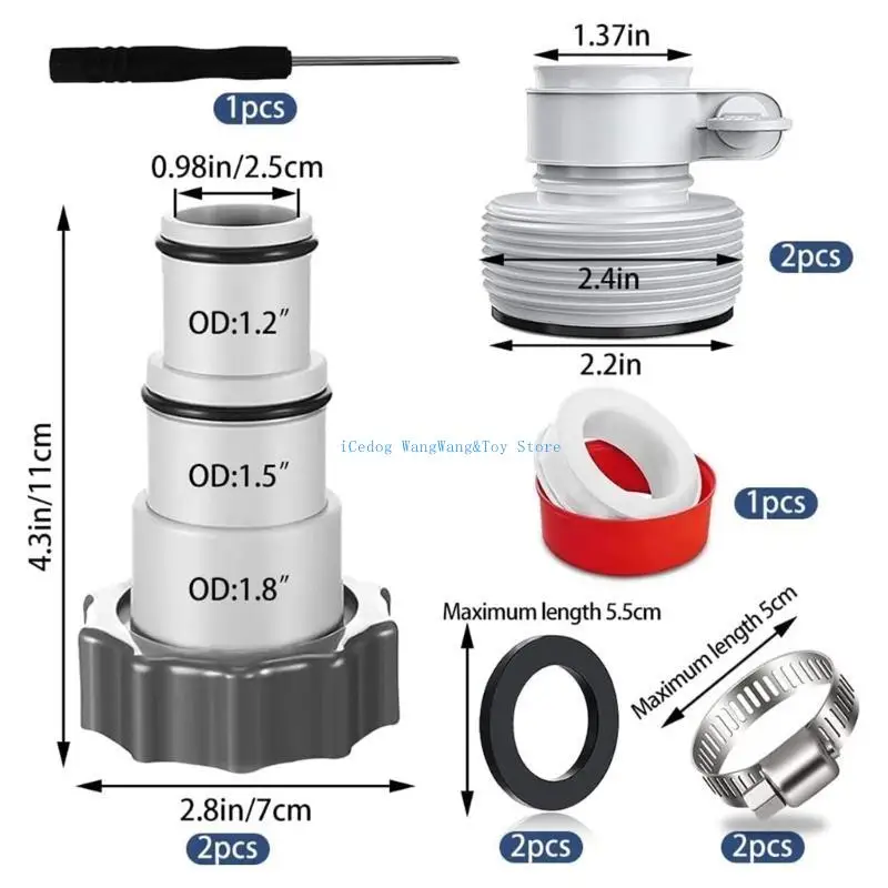 محول خرطوم استبدال MOLF مع ذوي الياقات البيضاء لحوض السباحة الأرضي 1.5 "إلى 1.25"