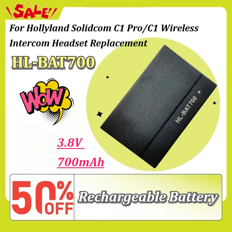 New HL-BAT700 3.8V 700mAh Rechargeable Li-ion Battery For Hollyland Solidcom C1 Pro/C1 Wireless Intercom Headset Replacement
