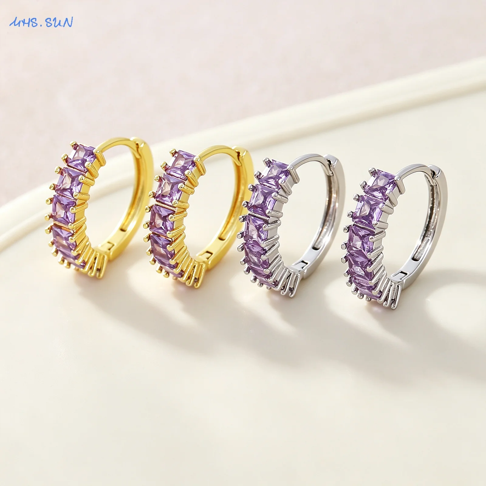 SUNSLL Fashion Gold Silver Plated Zircon Inlaid Hoop Earrings Daily Commute Party Wearing Jewelry Perfect Gift For Women