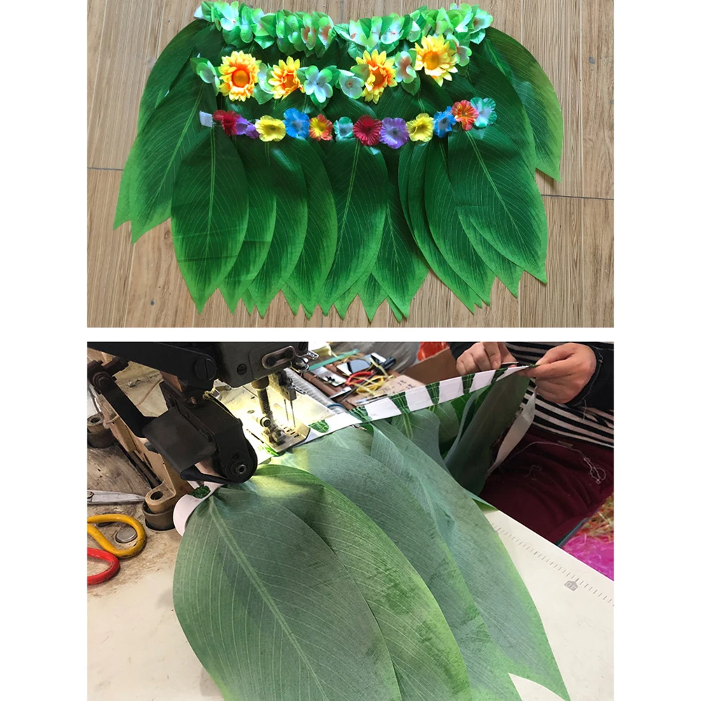 

5 Pcs Hawaiian Costume Leaf Skirt Suit The Flowers Party Supplies and Decorations Men Women